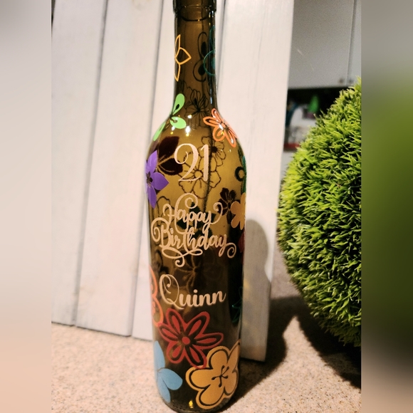 *Host Pick* Wine Bottle Decorative Upcycled bottle, All Occasion, Cork Light Opt - Picture 9 of 16